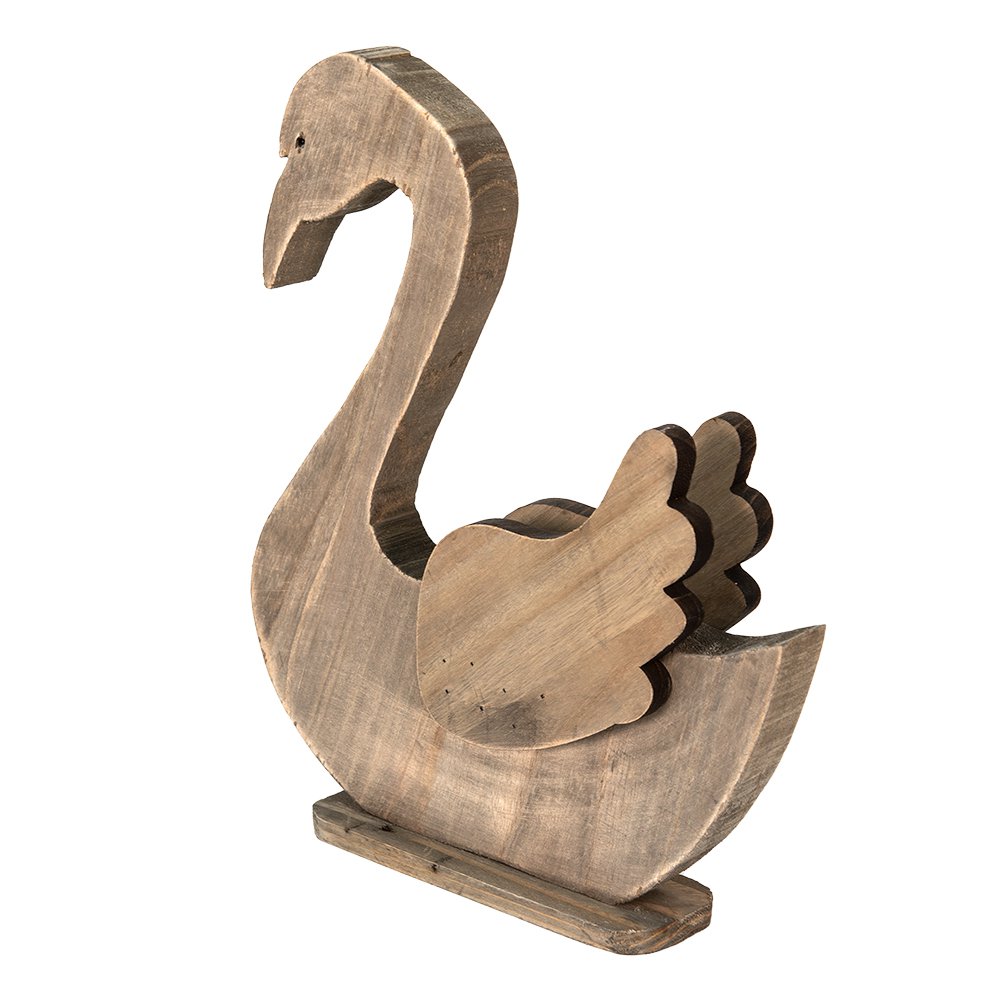 Beeld Zwaan 38x6x43 cm Bruin Hout