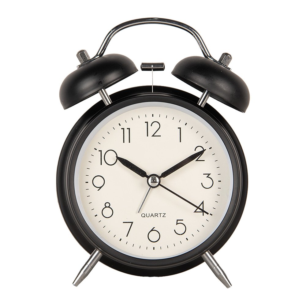 Wekker Analoog Ø 9x5x13 cm Zwart Metaal