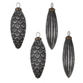 Kerstbal Set van 4 Ø 7/6 cm Grijs Glas Kerstboomversiering