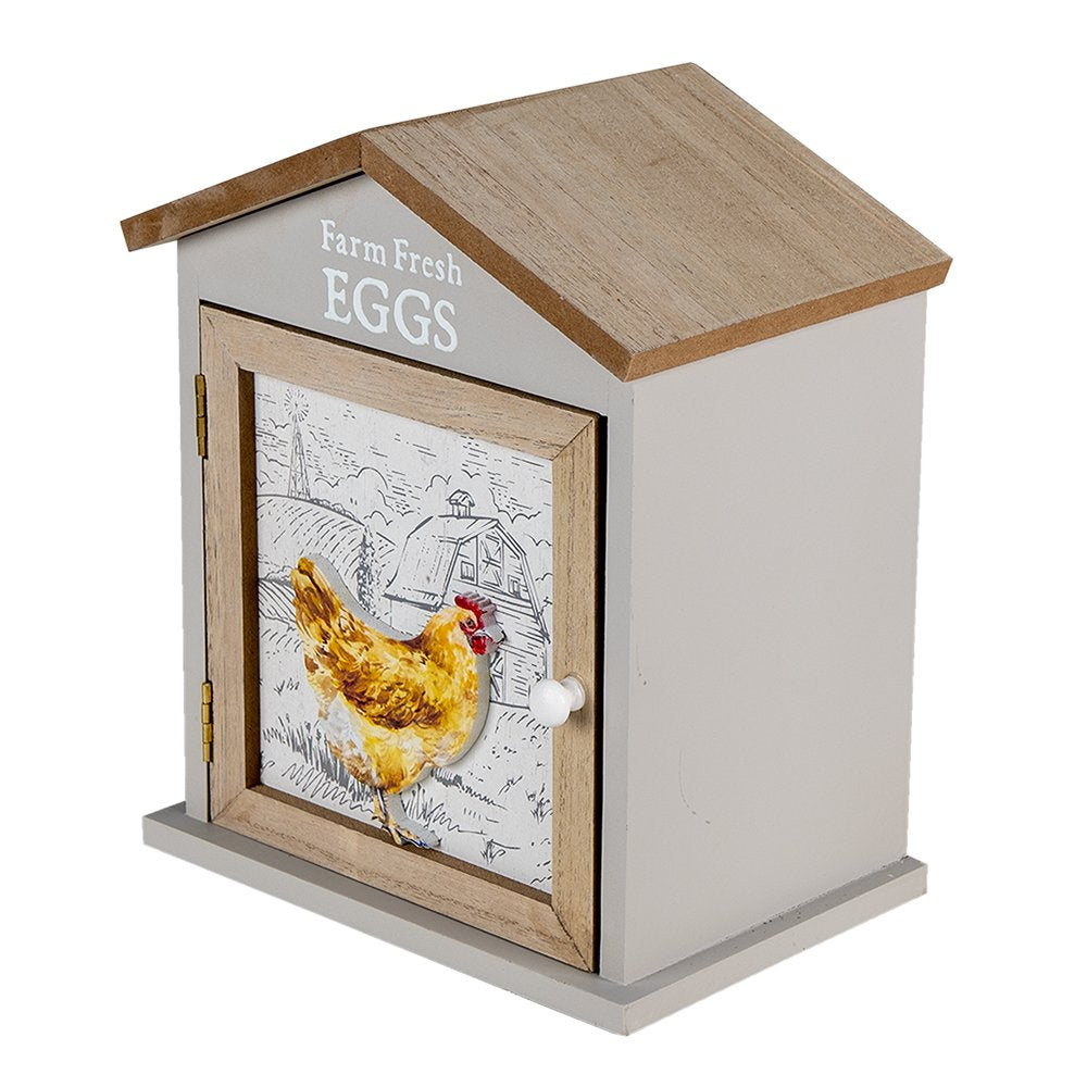 Eierkastje Huis 19x13x23 cm Bruin Hout Kip Eierhouder