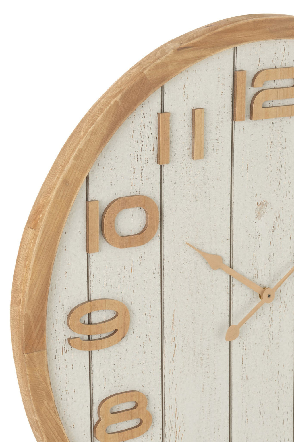 J-Line Wandklok Hout/Mdf Wit/Naturel Large