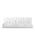 Houder met 4 glazen 'lando' wit 35x9x10 cm