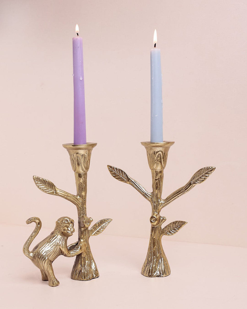 Kaarshouder | Messing Aap | Set van 2, H 21,5 x D 6,5 cm