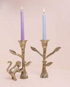 Kaarshouder | Messing Aap | Set van 2, H 21,5 x D 6,5 cm