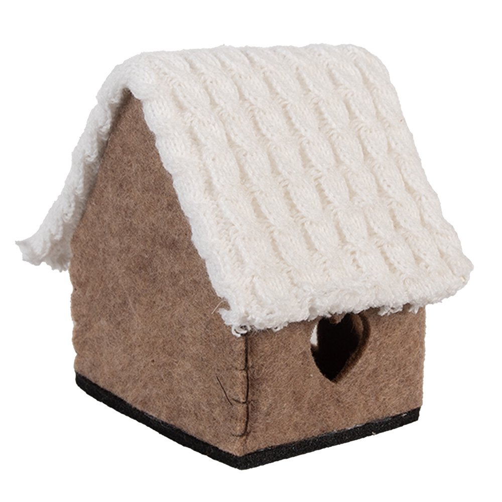 Decoratie Beeld Huis 13x10x13 cm Bruin Textiel