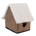 Decoratie Beeld Huis 13x10x13 cm Bruin Textiel