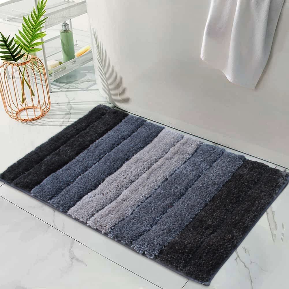 Microvezelbadmat 40x60 cm - Zacht, antislip, ultra-absorberende luxe badkamerdeurmat, wasbaar in de machine (grijs)