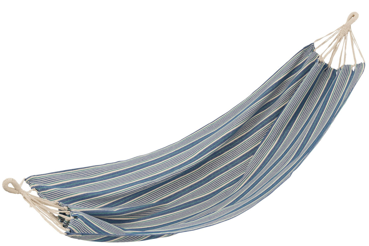 J-Line Hangmat Strepen Katoen/Polyester Blauw/Wit
