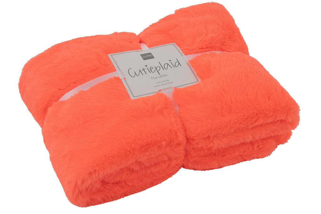 J-Line deken Cutie - polyester - fluo oranje