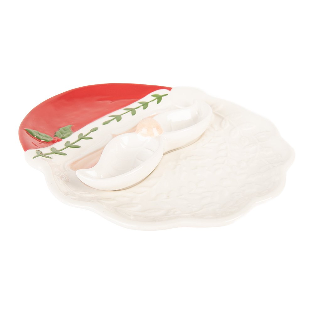 Decoratie schaal Kerstman 29x26x5 cm Wit Keramiek