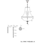 Kroonluchter Ø 40x64-184 cm Zilverkleurig IJzer Hanglamp