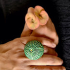 Papier-maché Vingerring-Groene Paddestoel