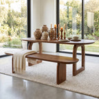 Bullnose mangohouten eetkamerbank bruin