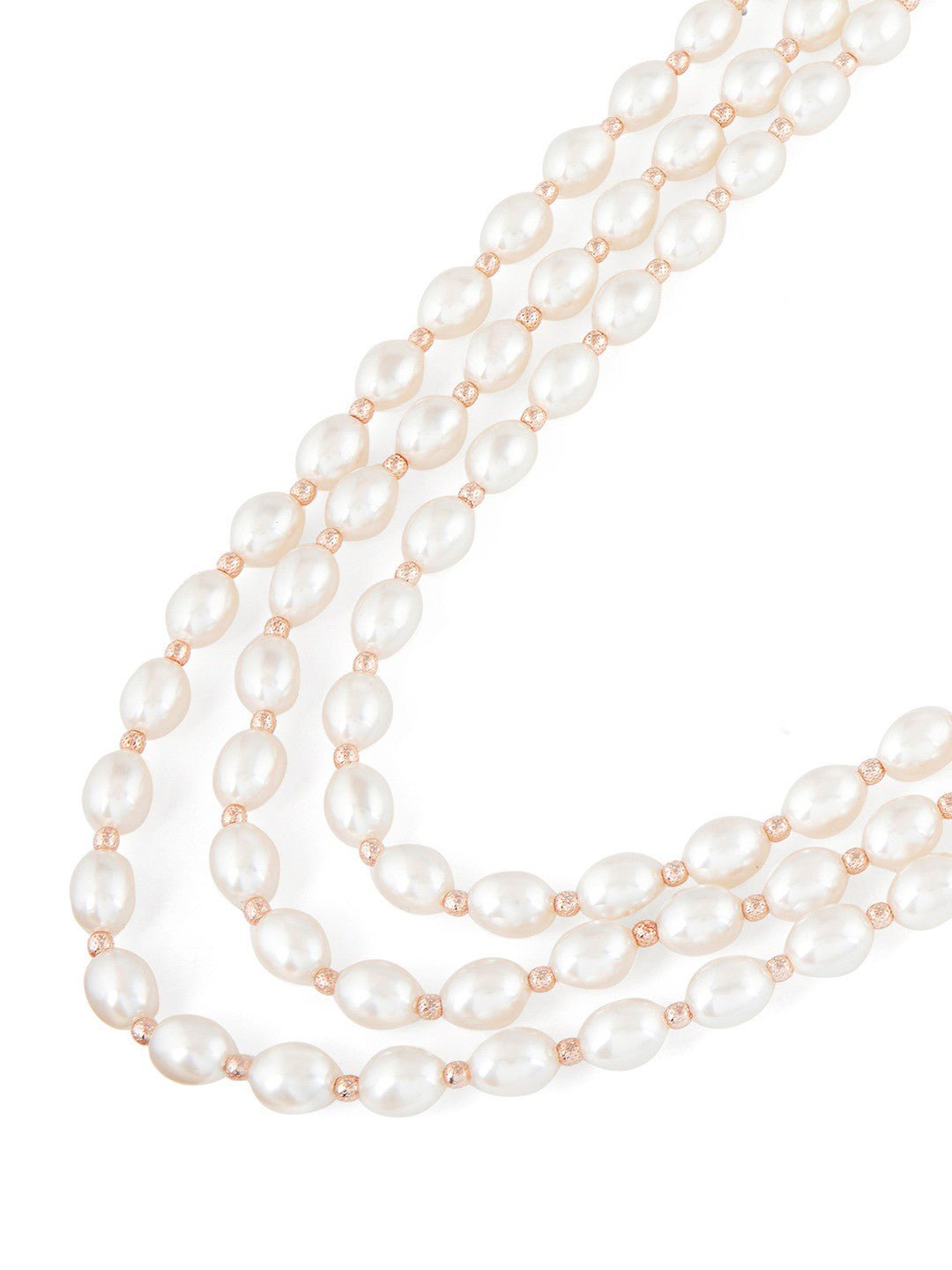 Rosévergulde gelaagde ketting – Verstelbare ketting – Legering met parels – 64 cm lengte