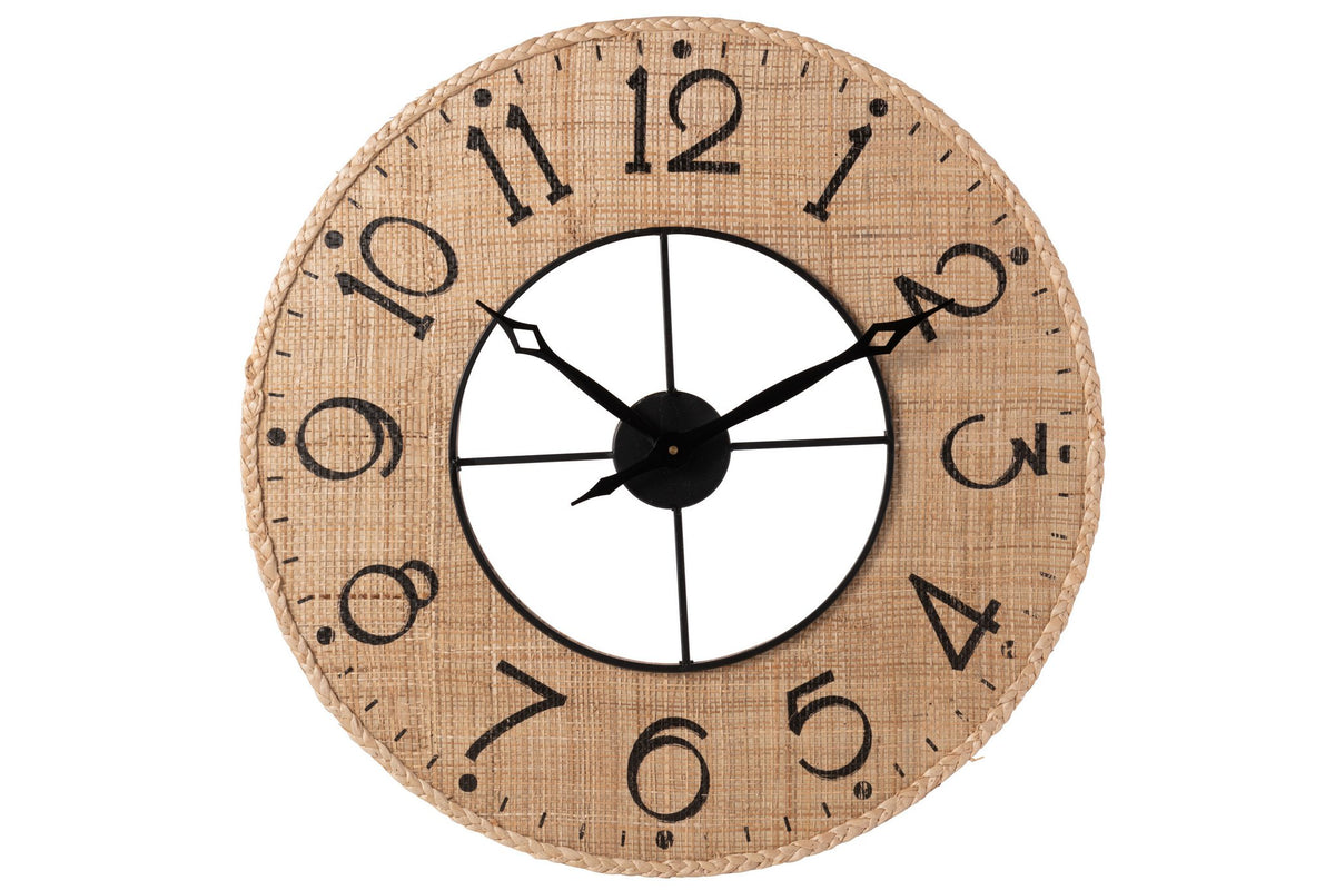 J-Line klok Sodi - hout - naturel/zwart - Ø 60 cm
