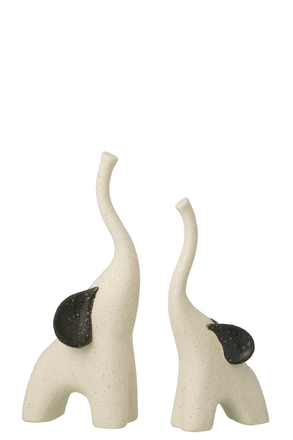 J-Line decoratie Olifant Modern - steengoed - wit/zwart - set van 2
