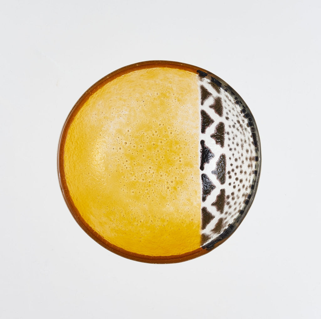 Boho Bowl Tray 12x5 Amber & Black Band