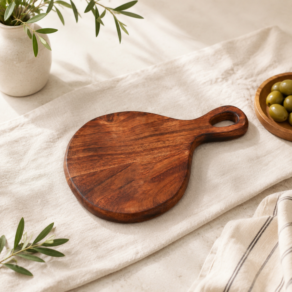 Heritage traanvormige snijplank van acaciahout 18x28 cm