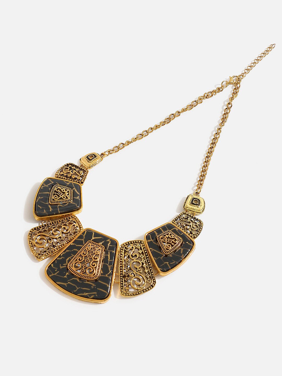 Goudkleurige en zwarte ketting – mode-sieraden – vergulde legering – tweekleurig ontwerp