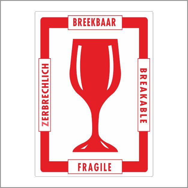 Breekbaar verzend etiketten - rol van 500