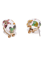 Wit vergulde getextureerde studs – oorknopjes – kunststenen en hendel aan de achterkant – 2 cm
