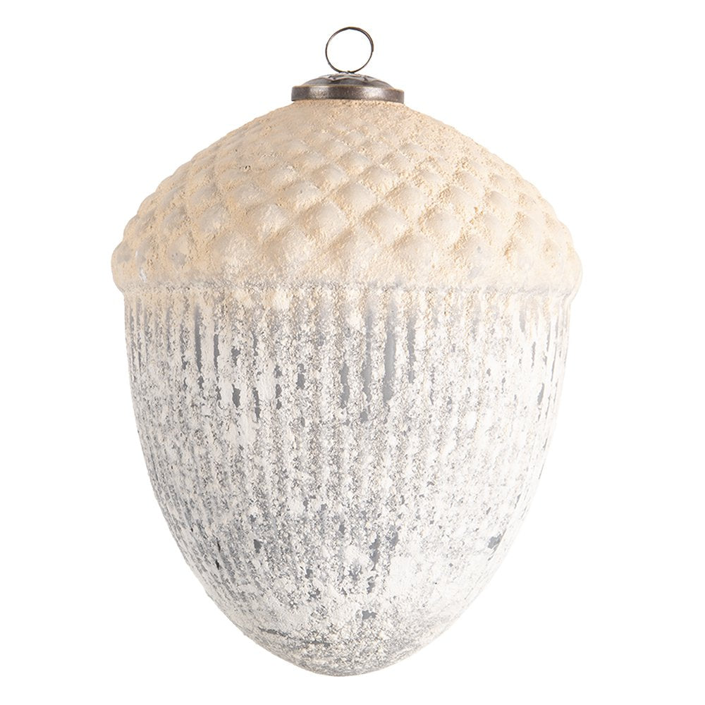 Kerstbal XL Ø 15 cm Wit Grijs Glas Kerstboomversiering