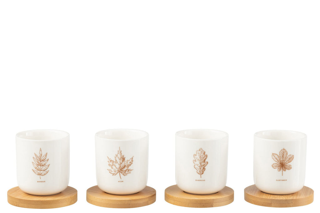 J-Line koffietas + schotel - giftbox - keramiek - bruin - doos van 4