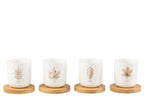J-Line koffietas + schotel - giftbox - keramiek - bruin - doos van 4