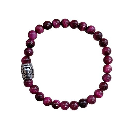 Dames armband Fuchsia Tijgeroog 6 mm met basic kraal