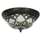 Plafondlamp Tiffany Ø 37x19 cm beige blauw glas tiffany lampen