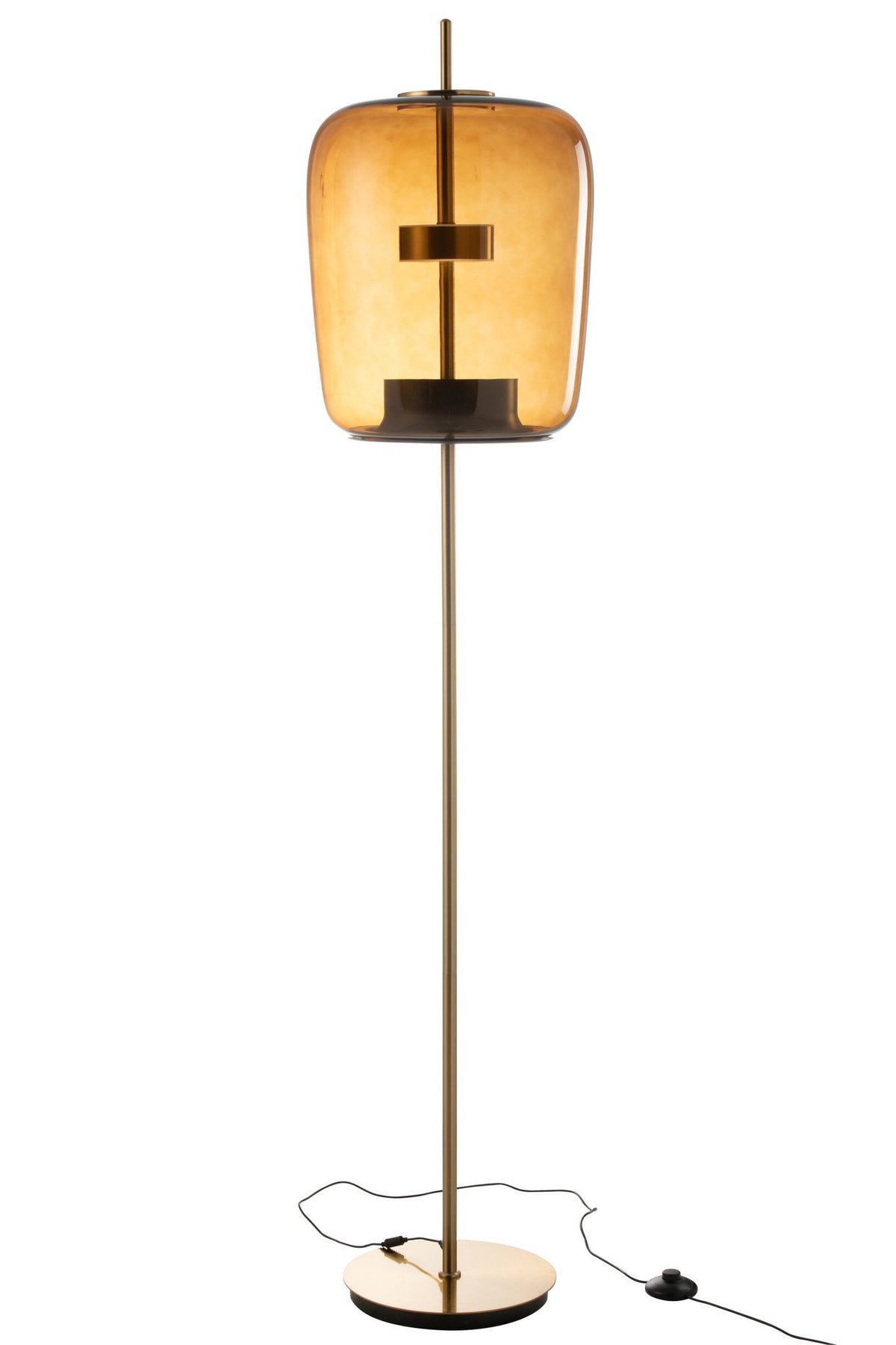 J-Line vloerlamp - glas - bruin - LED lichtjes
