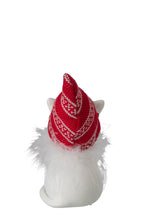 J-Line decoratie Kat Hoed - polyresin - wit/kerstrood - medium