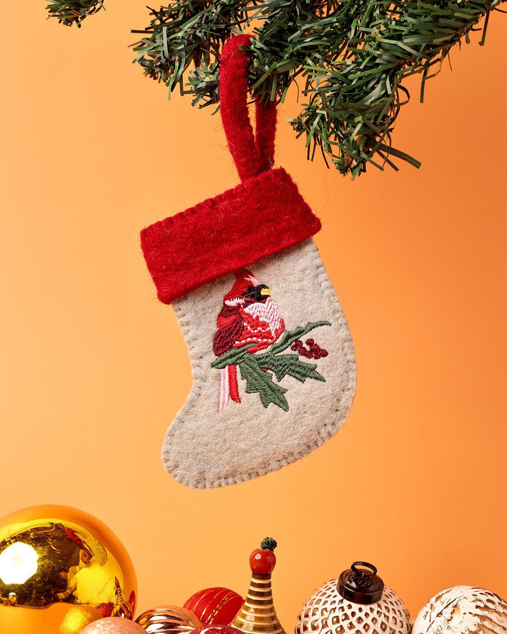 Kerstornament | Vilten kous Red Robin