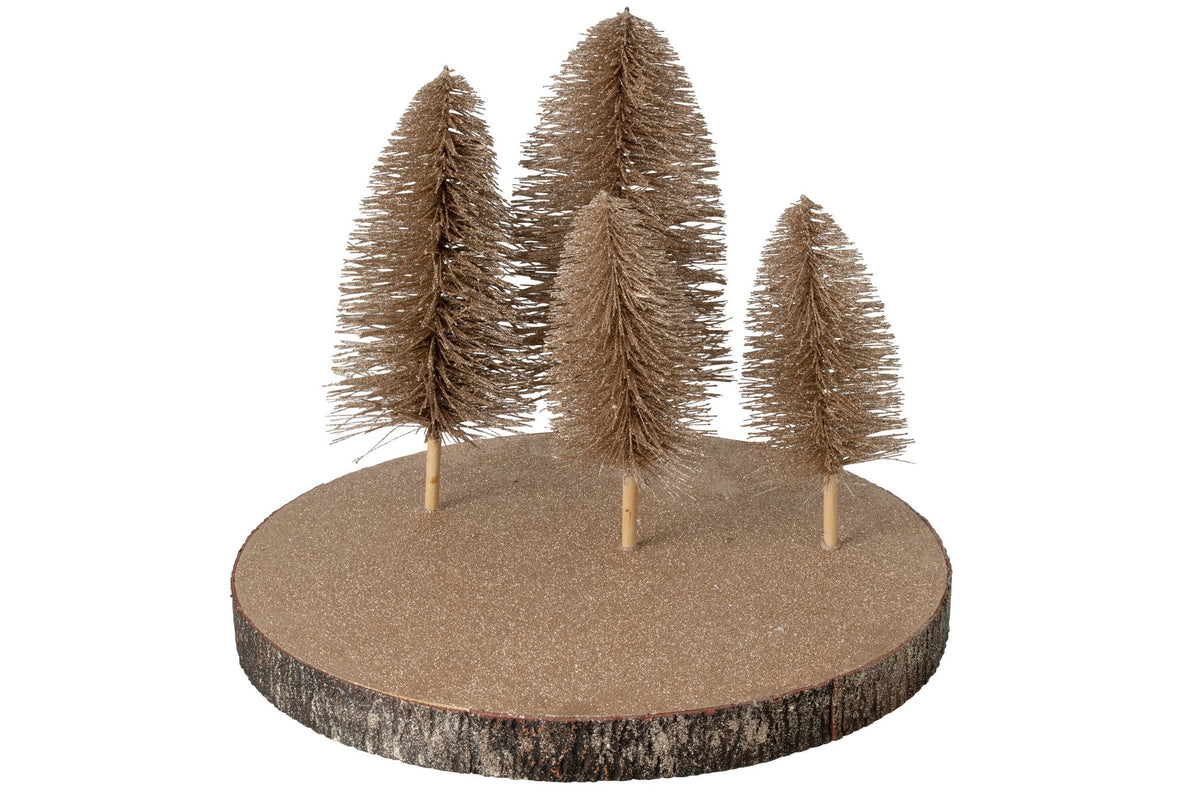 J-Line dienblad Glitterbomen - boomschors - bruin - L