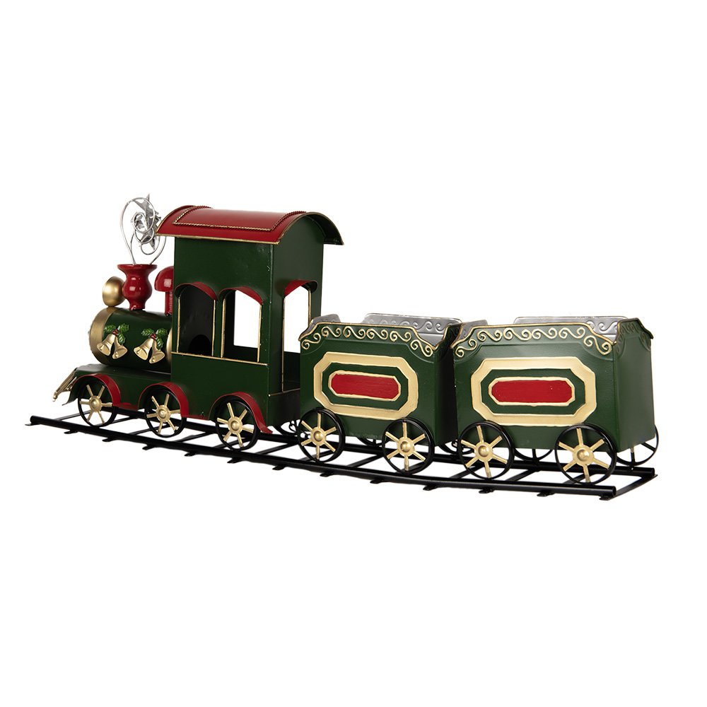 Kerstdecoratie Beeld Trein 77x15x31 cm Groen Metaal