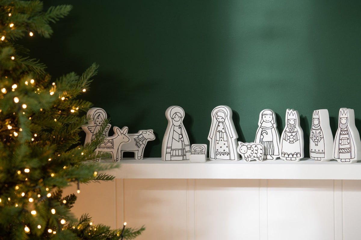 J-Line Kerststal 11Delig Dolomite Wit/Zwart Large