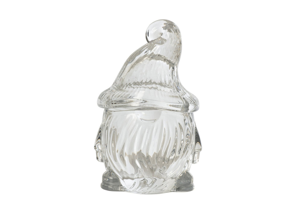 J-Line Decoratieve pot met kerstman - glas - transparant