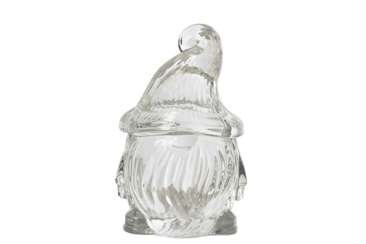 J-Line Decoratieve pot met kerstman - glas - transparant