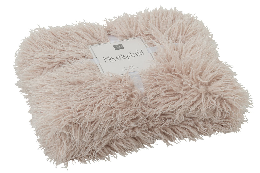 J-Line deken Moutie - polyester - beige