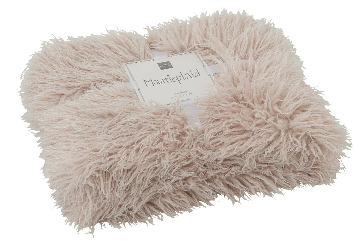 J-Line deken Moutie - polyester - beige
