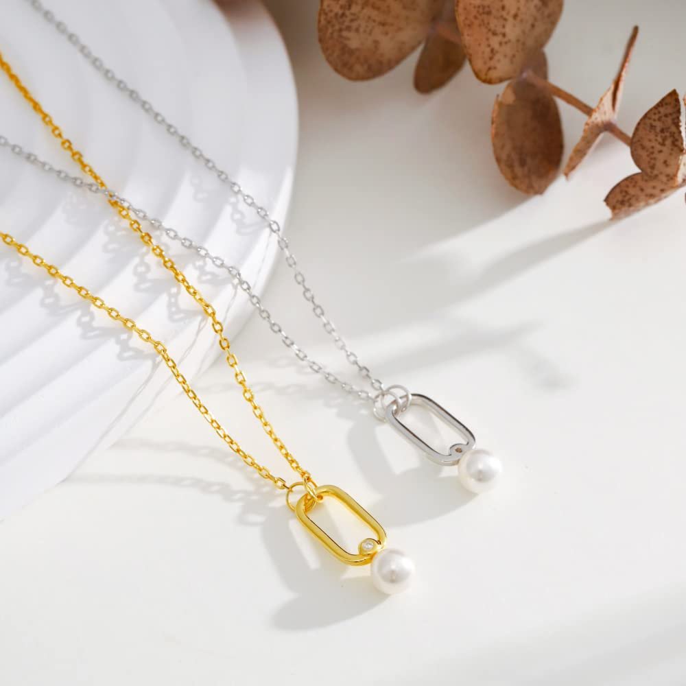 Druppelketting – 92,5 sterling zilver – parelaccent gerhodineerd