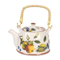 Theepot met Filter 800 ml Wit Geel Keramiek Sinaasappel