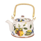 Theepot met Filter 800 ml Wit Geel Keramiek Sinaasappel