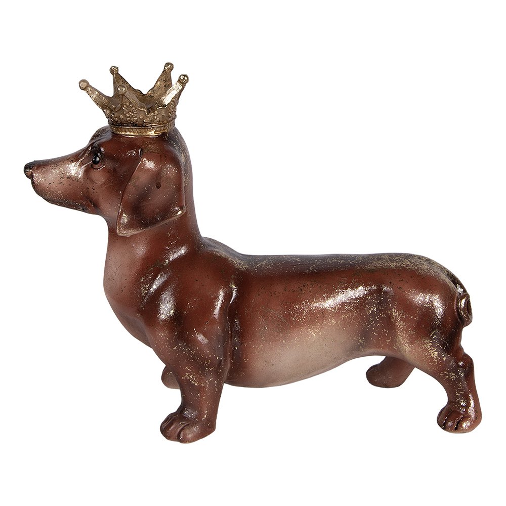 Decoratie Beeld Hond Teckel 35x14x28 cm Bruin Kunststof