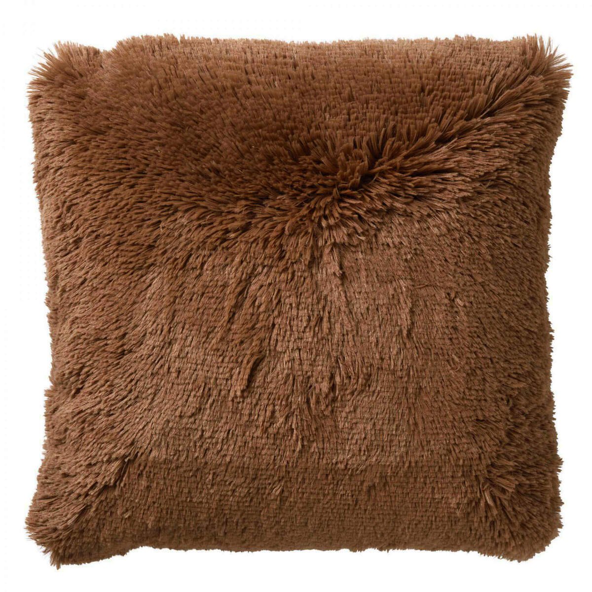 Nederlands Decor Fluffy - Decoratief kussen 60x60 cm - Super Soft - XL Cushion - Tobacco Brown - Bruin