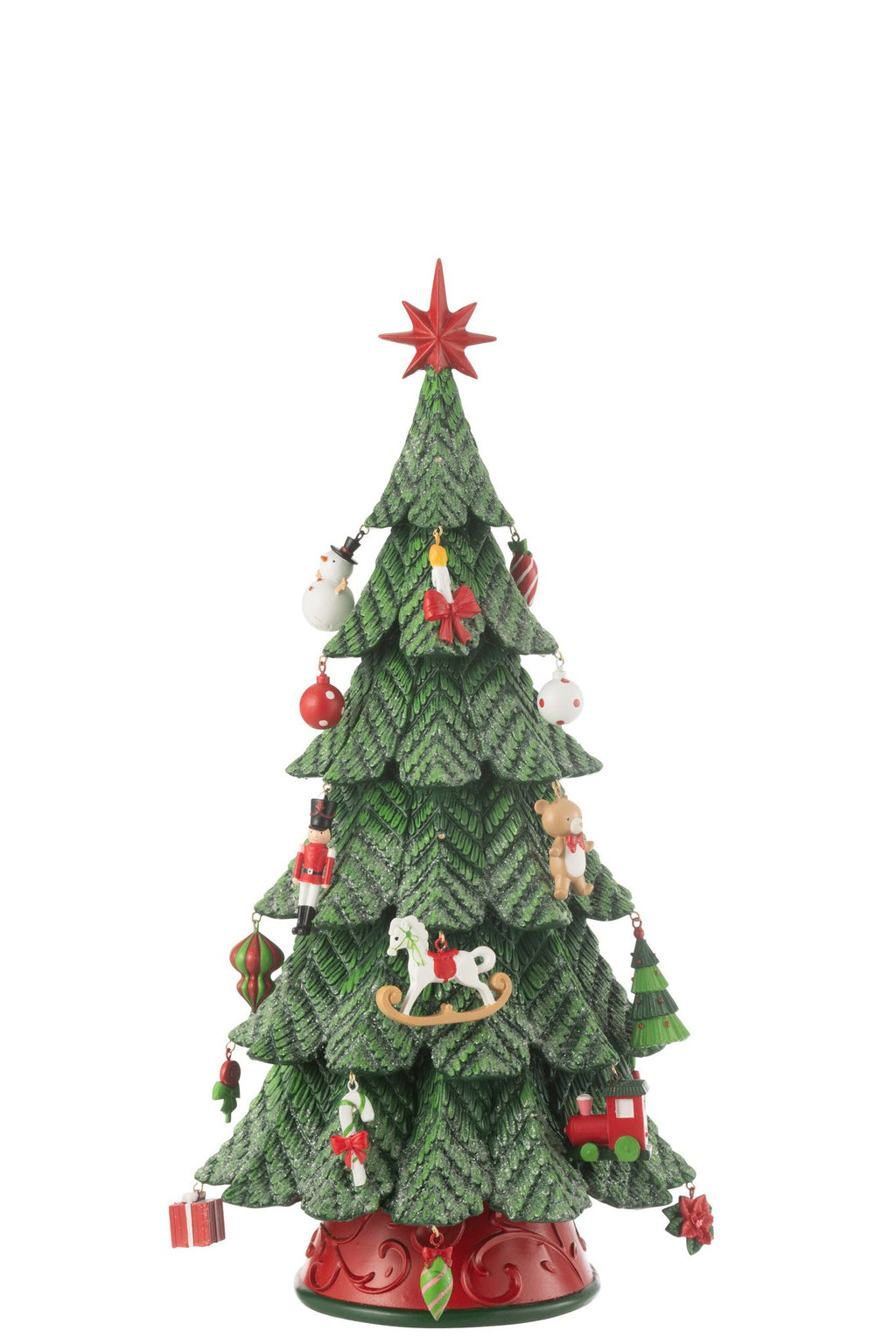 J-Line decoratie Kerstboom Ornamenten - polyresin - mix - S - LED
