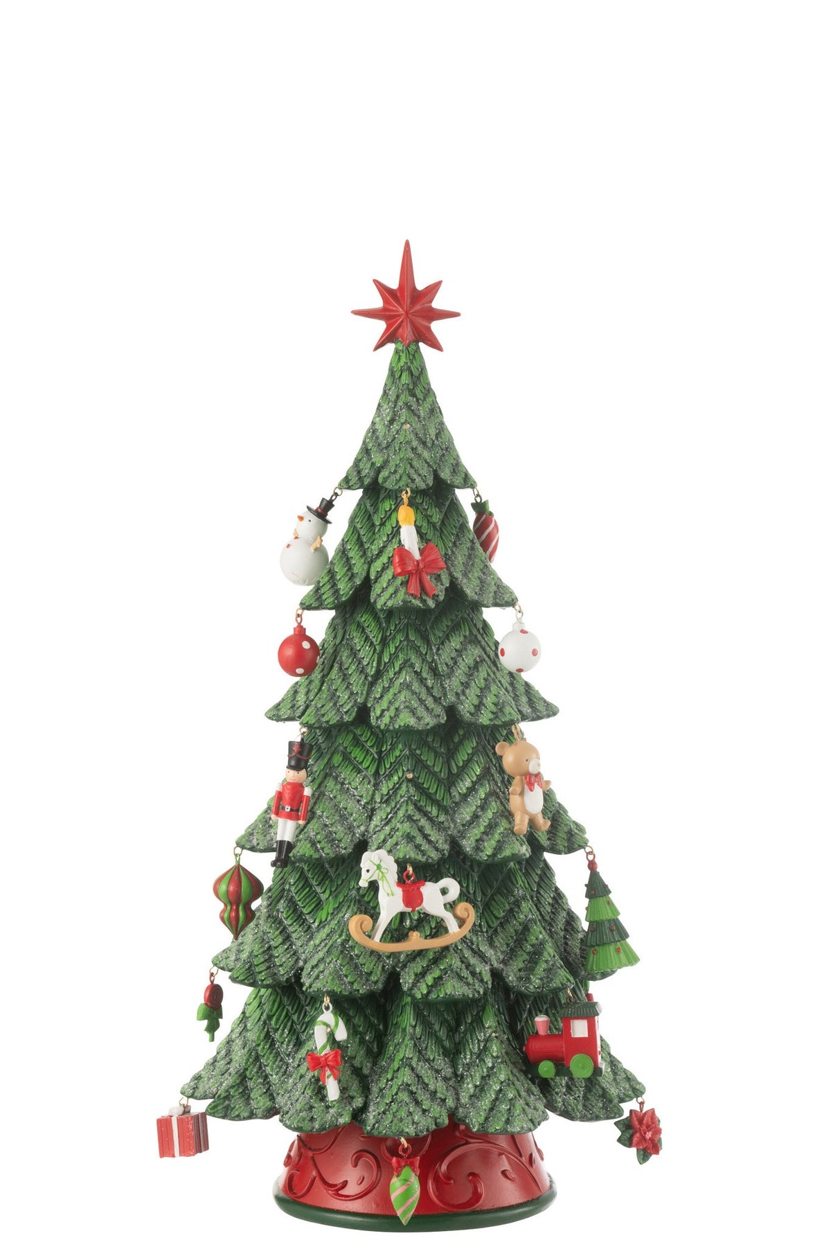 J-Line decoratie Kerstboom Ornamenten - polyresin - mix - S - LED