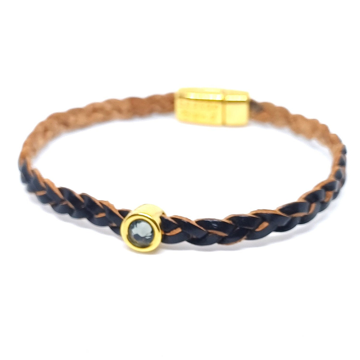 Shorty gevlochten leren armband 24K verguld