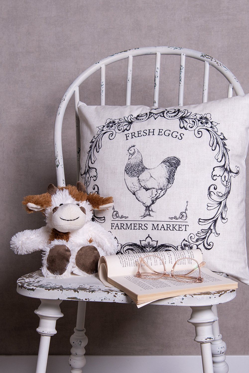Kussenhoes 45x45 cm Beige Zwart Polyester Haan Sierkussenhoes