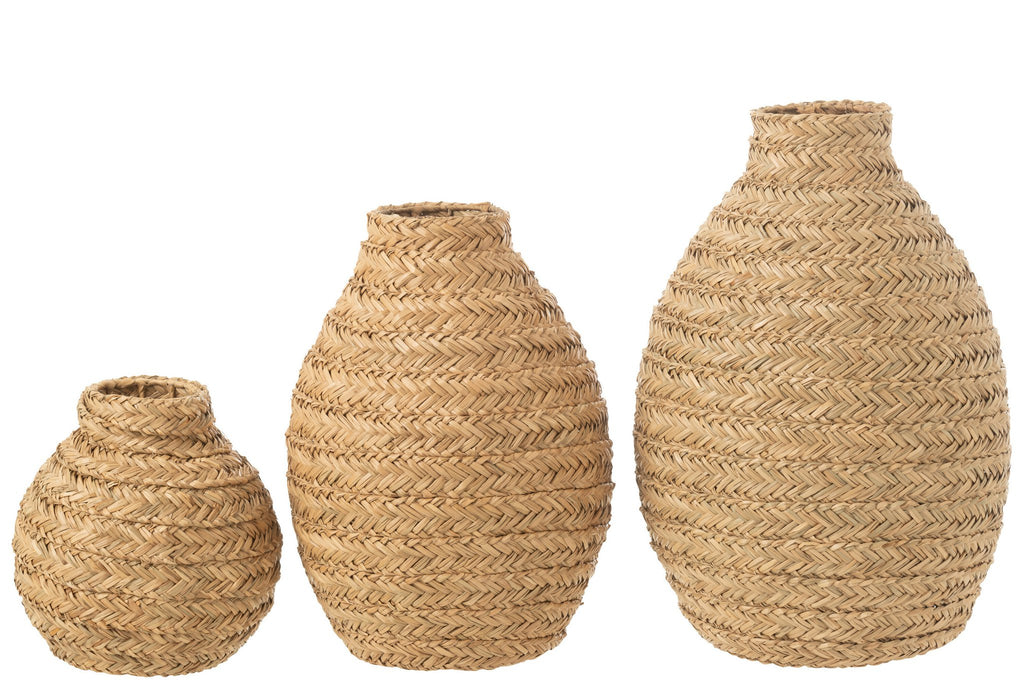 J-Line vaas Gevlochten - zeegras - naturel - large - 60 cm hoog